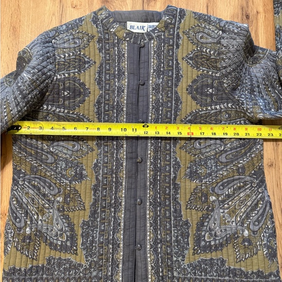 Blair Paisley Reversible Jacket Womens L Gray and Gold Quilted Coat - Picture 6 of 10